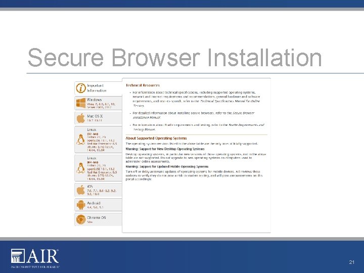 Secure Browser Installation 21 Secure Browser Installation 21