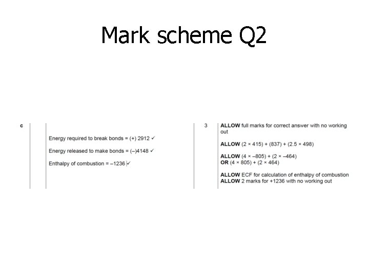Mark scheme Q 2 