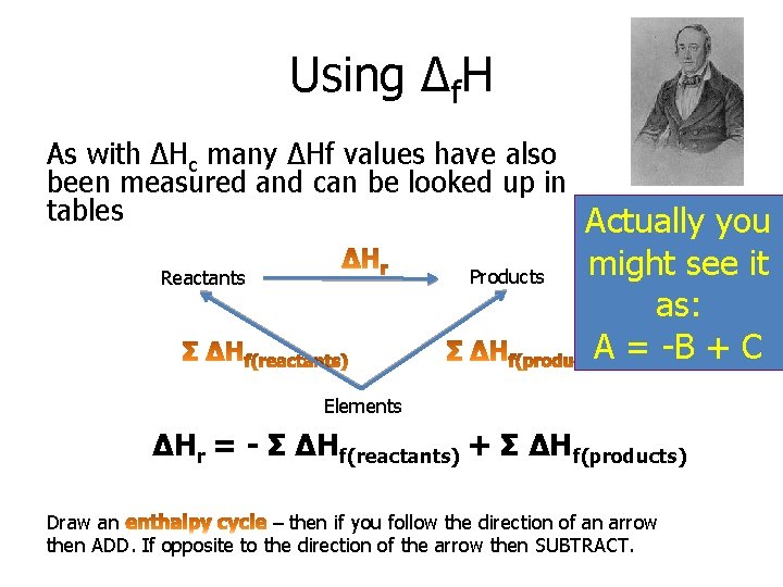 Using Δf. H As with ΔHc many ΔHf values have also been measured and