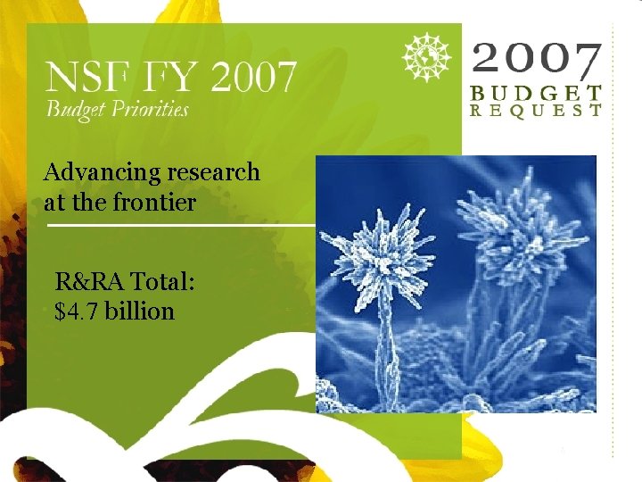 Advancing research at the frontier R&RA Total: $4. 7 billion 