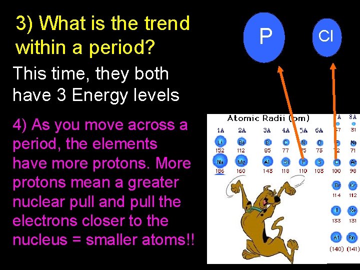 3) What is the trend within a period? This time, they both have 3 3) What is the trend within a period? This time, they both have 3