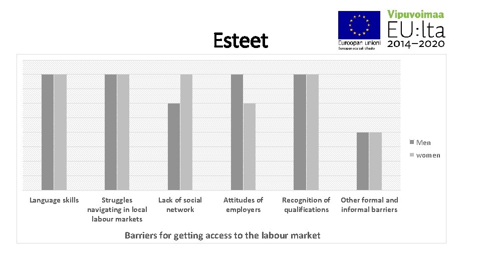 Esteet Men women Language skills Struggles navigating in local labour markets Lack of social