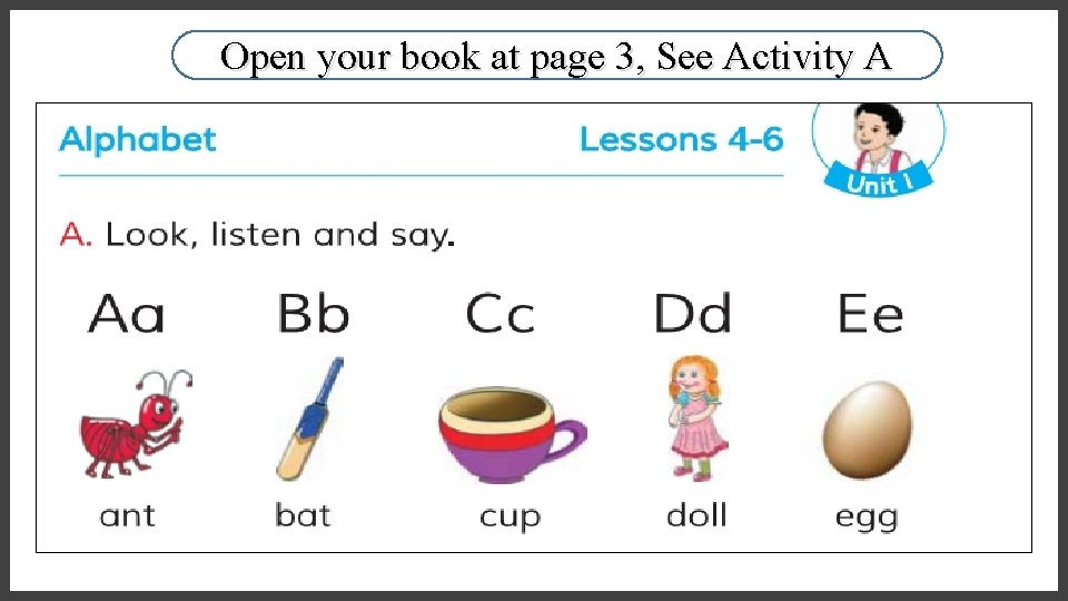 Open your book at page 3, See Activity A 