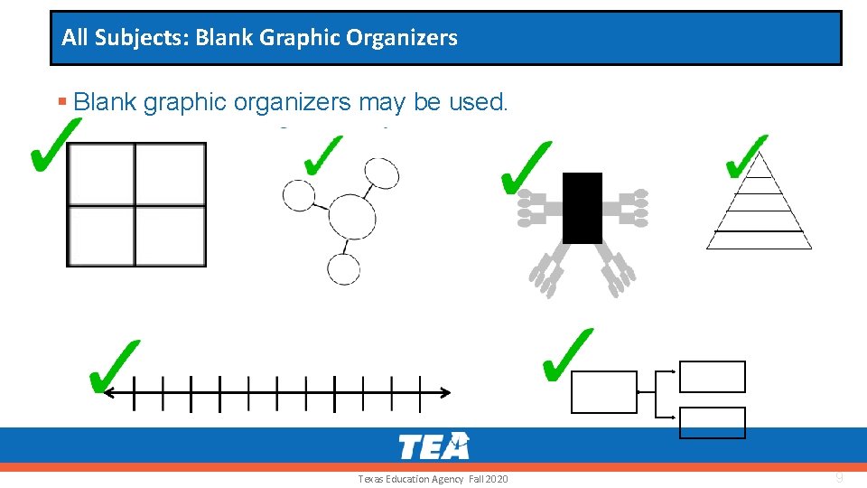 All Subjects: Blank Graphic Organizers § Blank graphic organizers may be used. Texas Education