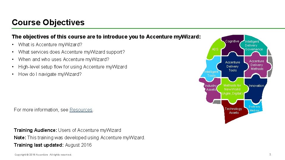 Course Objectives The objectives of this course are to introduce you to Accenture my.