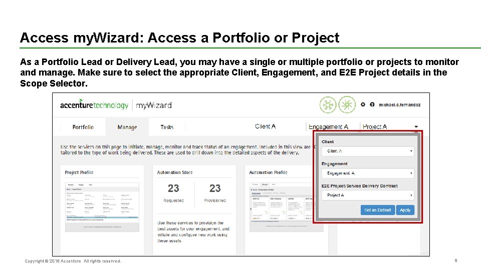 Access my. Wizard: Access a Portfolio or Project As a Portfolio Lead or Delivery