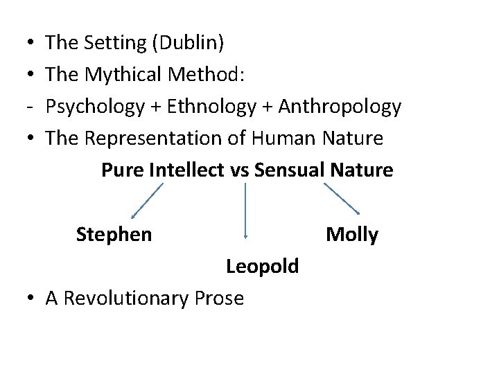  • • • The Setting (Dublin) The Mythical Method: Psychology + Ethnology +