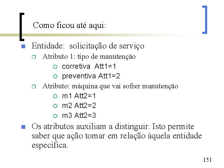 Como ficou até aqui: n Entidade: solicitação de serviço r r n Atributo 1: