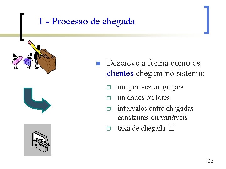 1 - Processo de chegada n Descreve a forma como os clientes chegam no