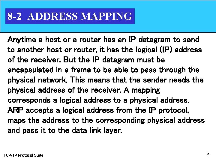 8 -2 ADDRESS MAPPING Anytime a host or a router has an IP datagram 8 -2 ADDRESS MAPPING Anytime a host or a router has an IP datagram