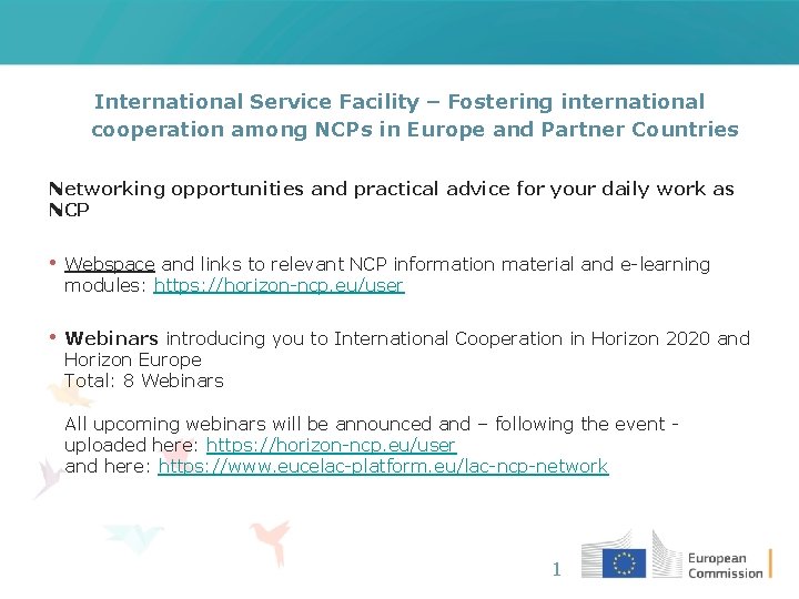 International Service Facility – Fostering international cooperation among NCPs in Europe and Partner Countries
