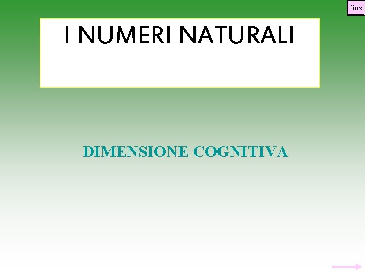 fine I NUMERI NATURALI DIMENSIONE COGNITIVA 