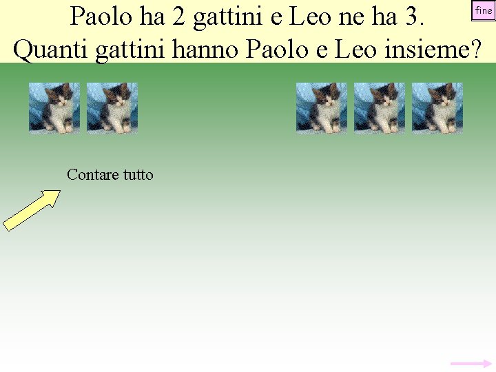 Paolo ha 2 gattini e Leo ne ha 3. Quanti gattini hanno Paolo e