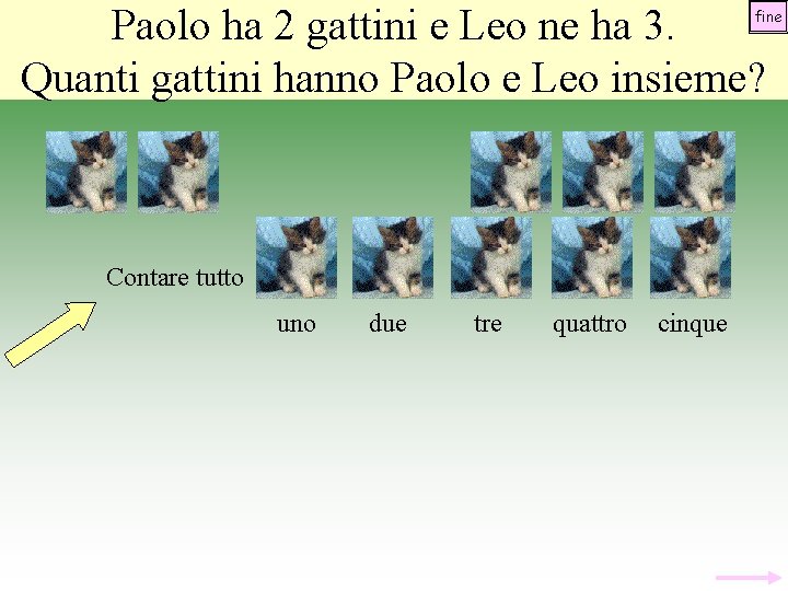 Paolo ha 2 gattini e Leo ne ha 3. Quanti gattini hanno Paolo e