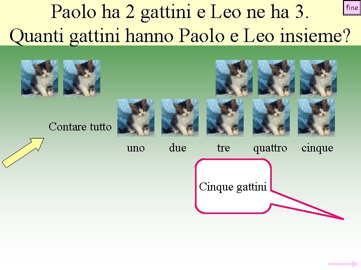 Paolo ha 2 gattini e Leo ne ha 3. Quanti gattini hanno Paolo e