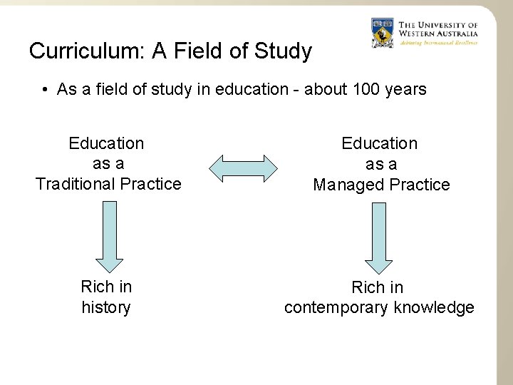 Curriculum: A Field of Study • As a field of study in education -