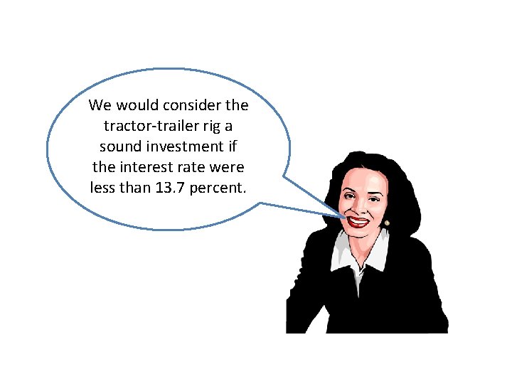We would consider the tractor-trailer rig a sound investment if the interest rate were