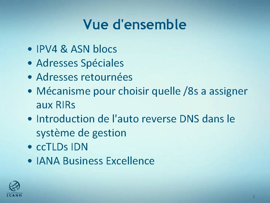 Vue d'ensemble • IPV 4 & ASN blocs • Adresses Spéciales • Adresses retournées