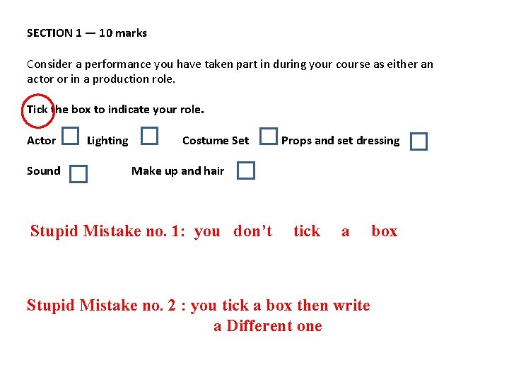 SECTION 1 — 10 marks Consider a performance you have taken part in during
