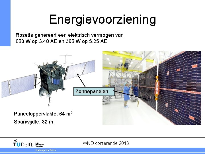 Energievoorziening Rosetta genereert een elektrisch vermogen van 850 W op 3. 40 AE en