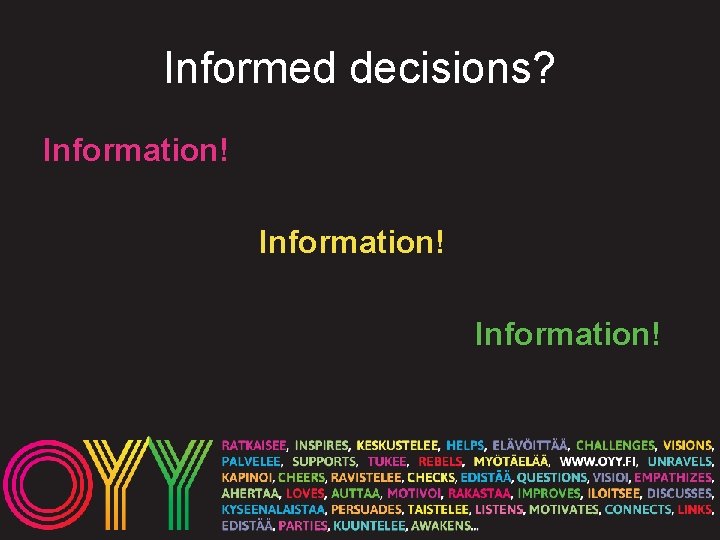 Informed decisions? Information! 