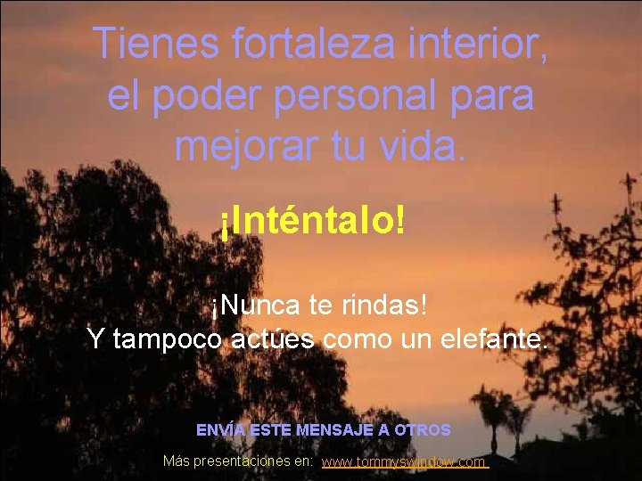 Tienes fortaleza interior, el poder personal para mejorar tu vida. ¡Inténtalo! ¡Nunca te rindas!