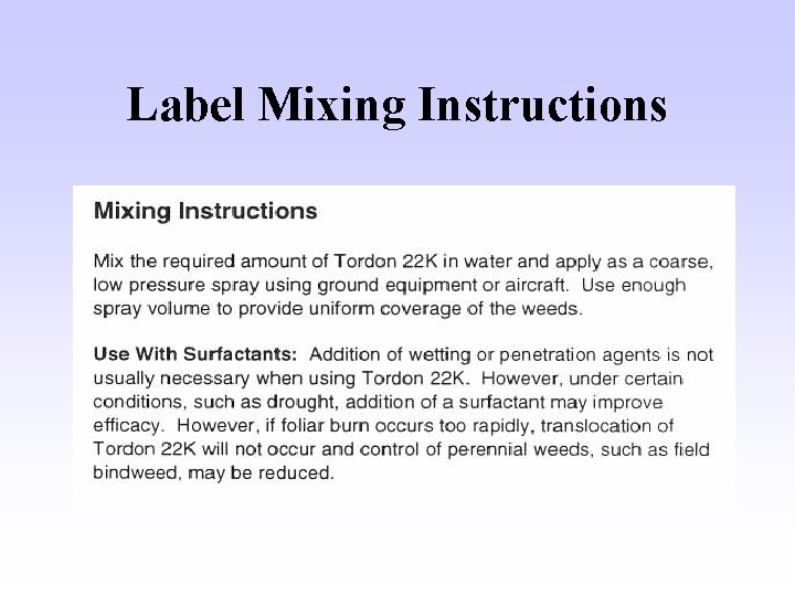 Label Mixing Instructions 