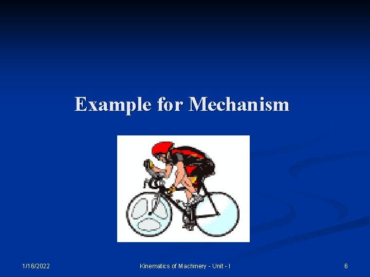 Example for Mechanism 1/16/2022 Kinematics of Machinery - Unit - I 6 