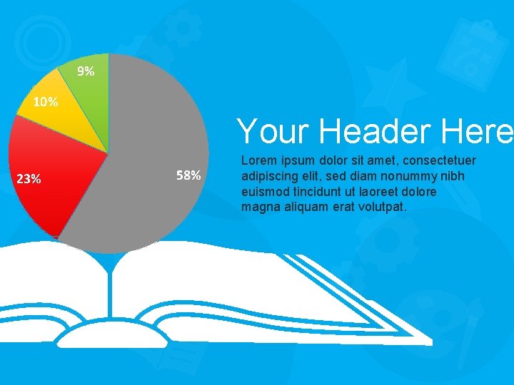 9% 10% Your Header Here 23% 58% Lorem ipsum dolor sit amet, consectetuer adipiscing