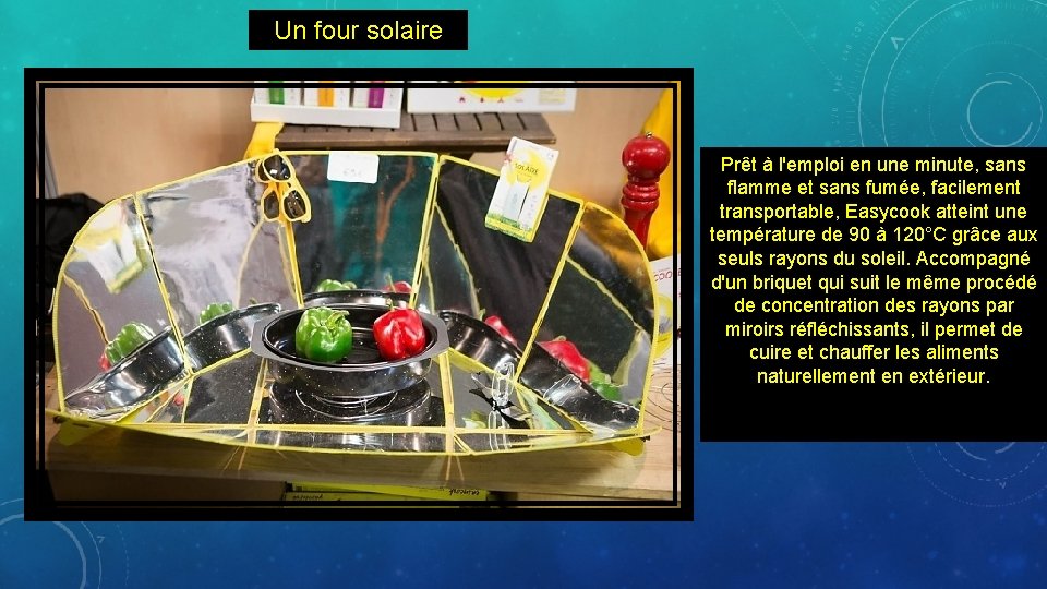 Un four solaire Prêt à l'emploi en une minute, sans flamme et sans fumée,