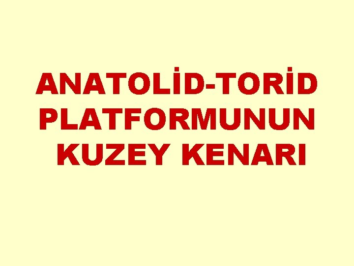 ANATOLİD-TORİD PLATFORMUNUN KUZEY KENARI 