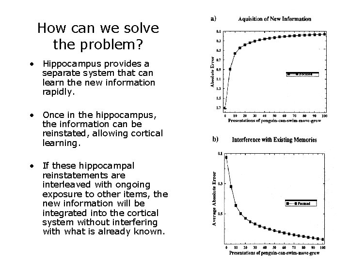 How can we solve the problem? • Hippocampus provides a separate system that can