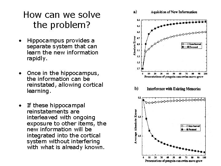 How can we solve the problem? • Hippocampus provides a separate system that can