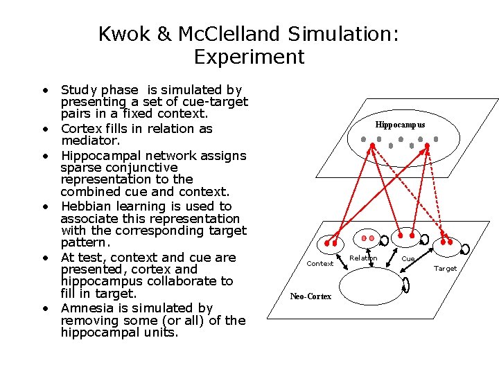 Kwok & Mc. Clelland Simulation: Experiment • Study phase is simulated by presenting a