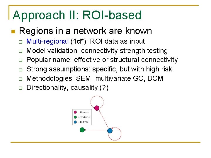 Approach II: ROI-based n Regions in a network are known q q q Multi-regional