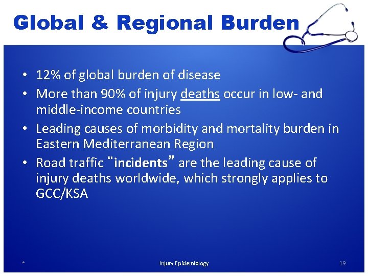 Global & Regional Burden • 12% of global burden of disease • More than