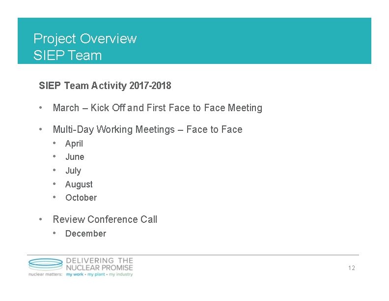 Project Overview SIEP Team Activity 2017 -2018 • March – Kick Off and First