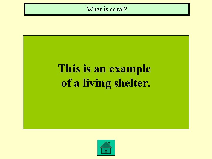 What is coral? This is an example of a living shelter. 