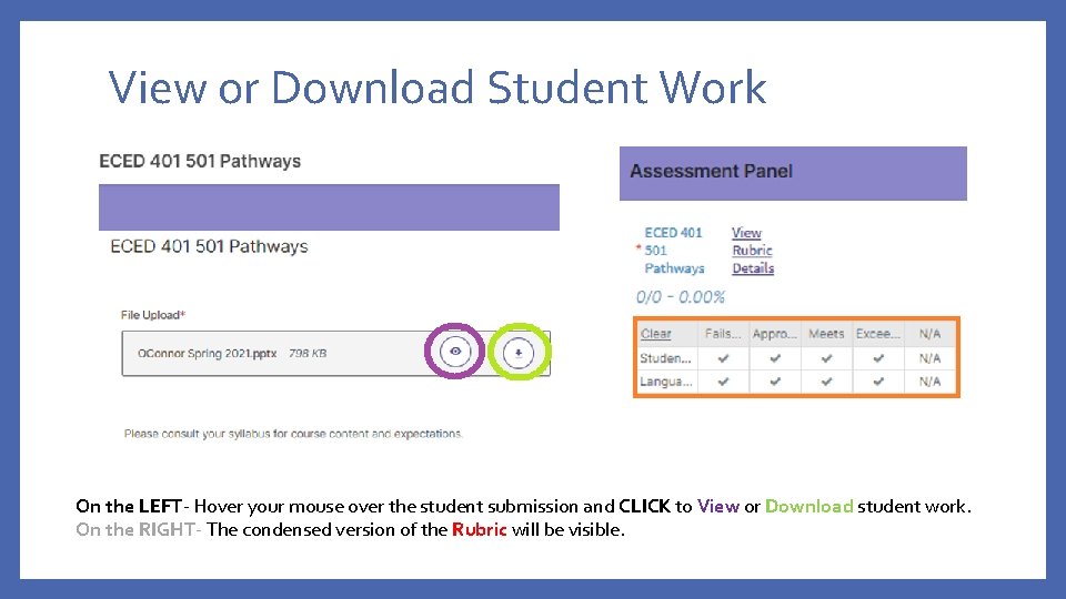 View or Download Student Work On the LEFT- Hover your mouse over the student