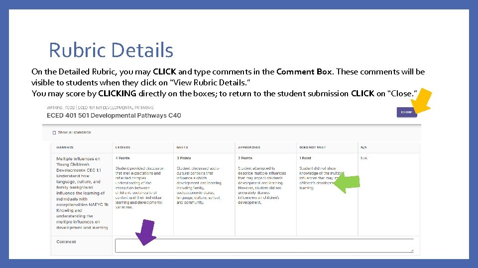 Rubric Details On the Detailed Rubric, you may CLICK and type comments in the