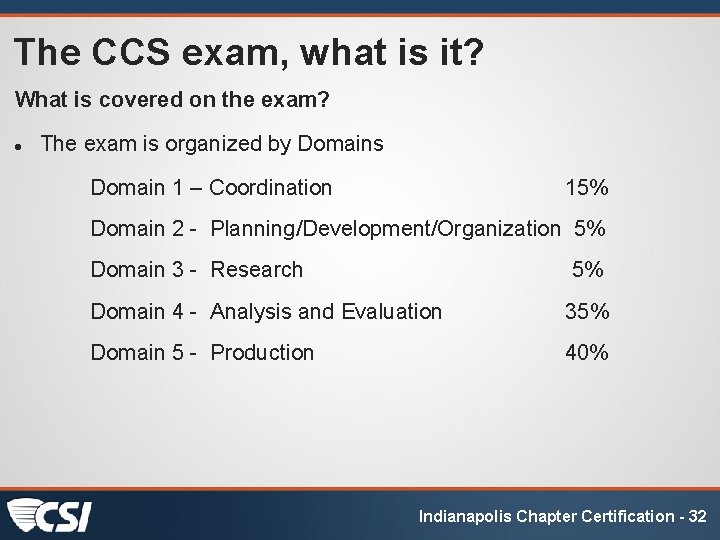 The CCS exam, what is it? What is covered on the exam? The exam