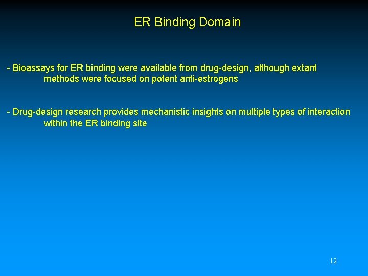 ER Binding Domain - Bioassays for ER binding were available from drug-design, although extant