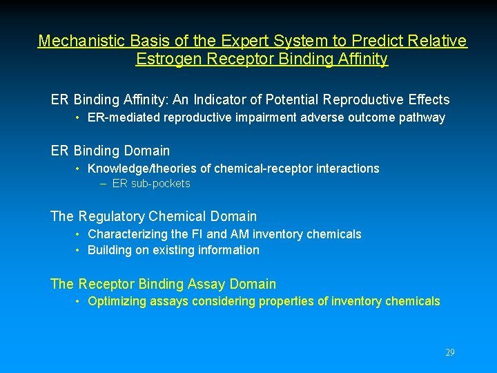 Mechanistic Basis of the Expert System to Predict Relative Estrogen Receptor Binding Affinity ER