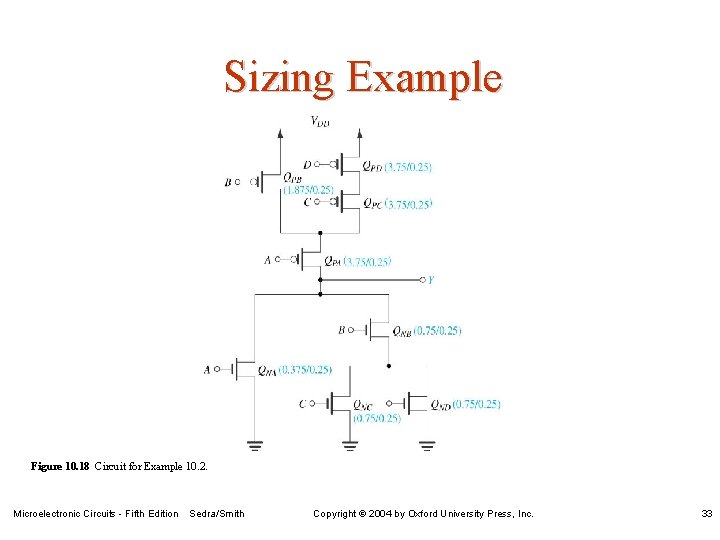 Sizing Example Figure 10. 18 Circuit for Example 10. 2. Microelectronic Circuits - Fifth