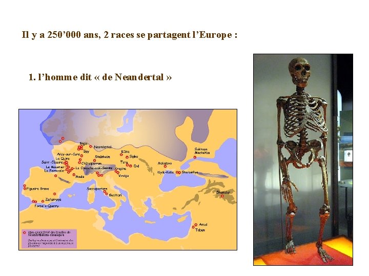 Il y a 250’ 000 ans, 2 races se partagent l’Europe : 1. l’homme