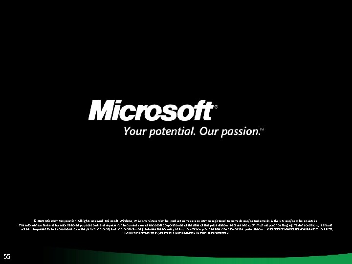 © 2008 Microsoft Corporation. All rights reserved. Microsoft, Windows Vista and other product names © 2008 Microsoft Corporation. All rights reserved. Microsoft, Windows Vista and other product names
