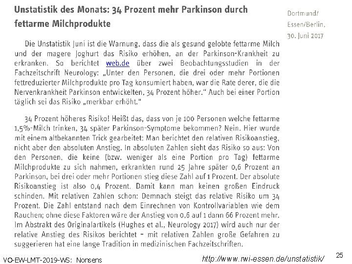 VO-EW-LMT-2019 -WS: Nonsens http: //www. rwi-essen. de/unstatistik/ 25 