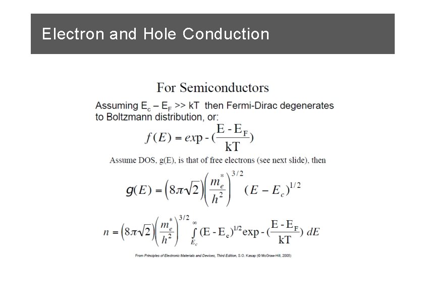 Electron and Hole Conduction 