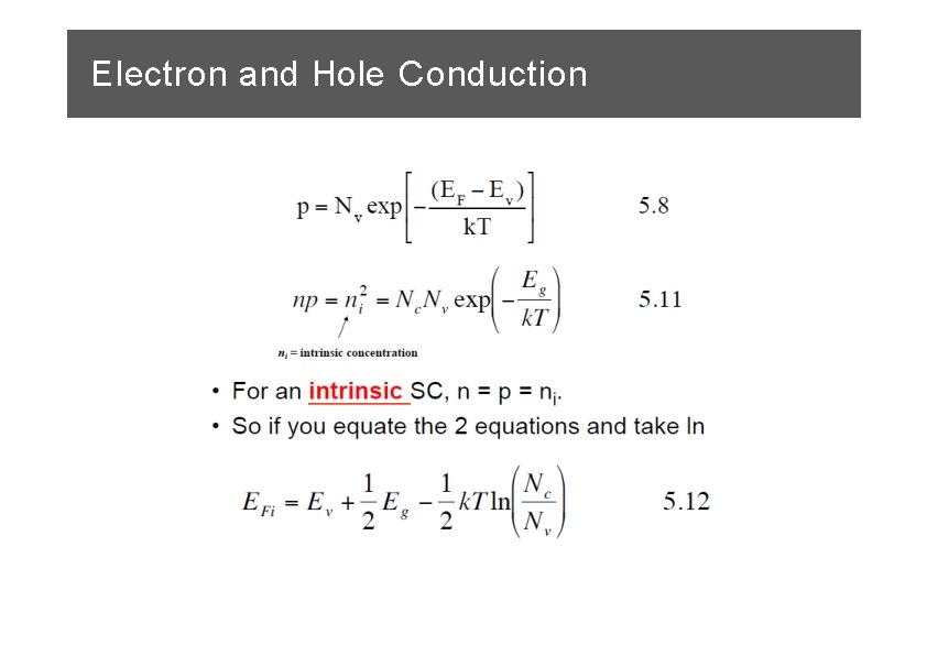 Electron and Hole Conduction 