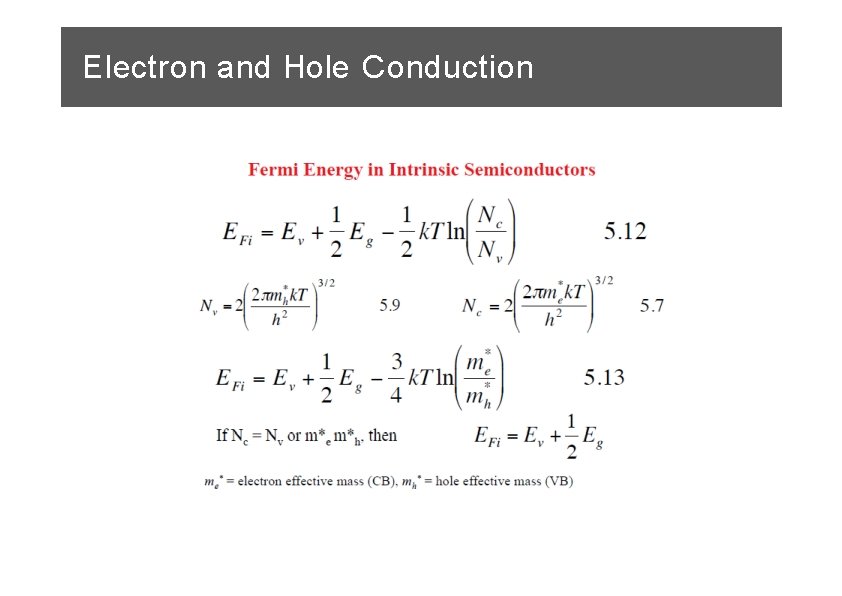 Electron and Hole Conduction 